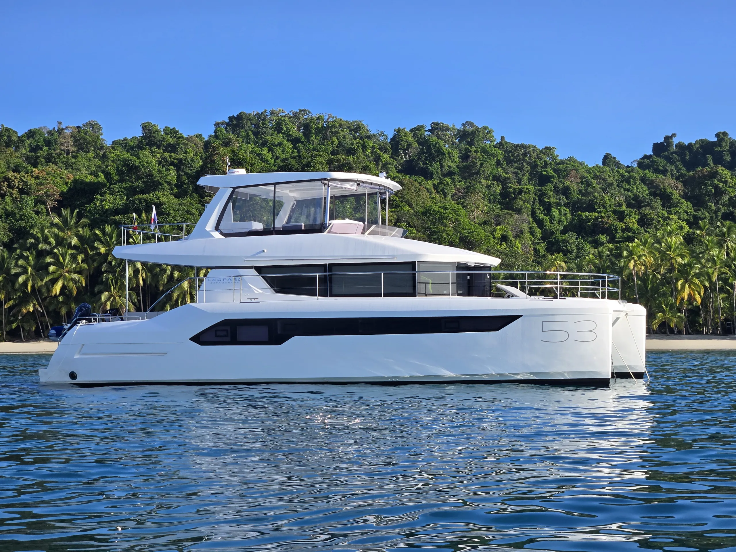 Private catamaran at anchor in the Gulf of Chiriquí