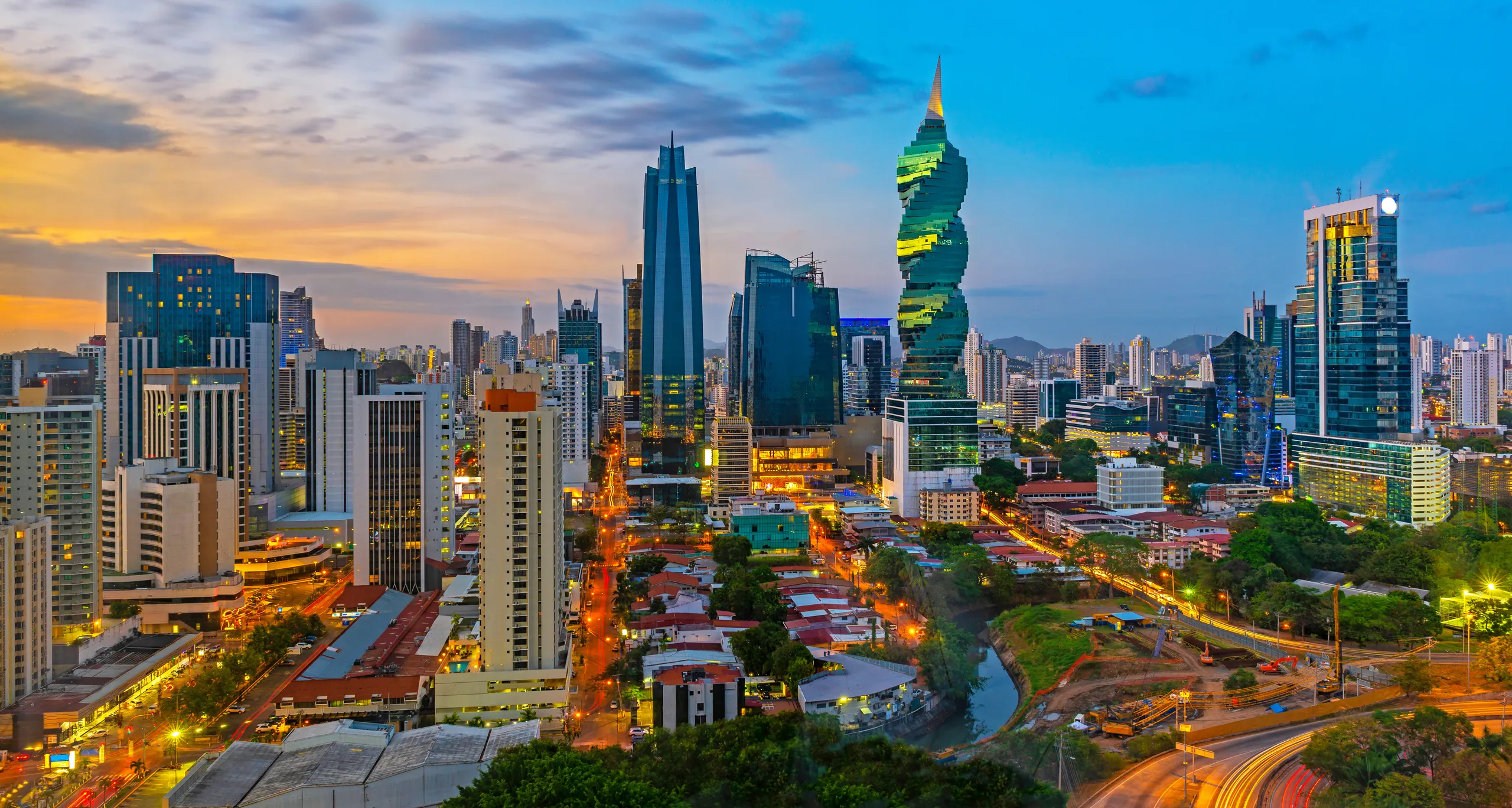 Panama City skyline at dusk