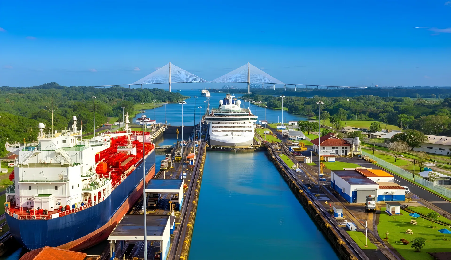 Un buque en las esclusas del Canal de Panamá
