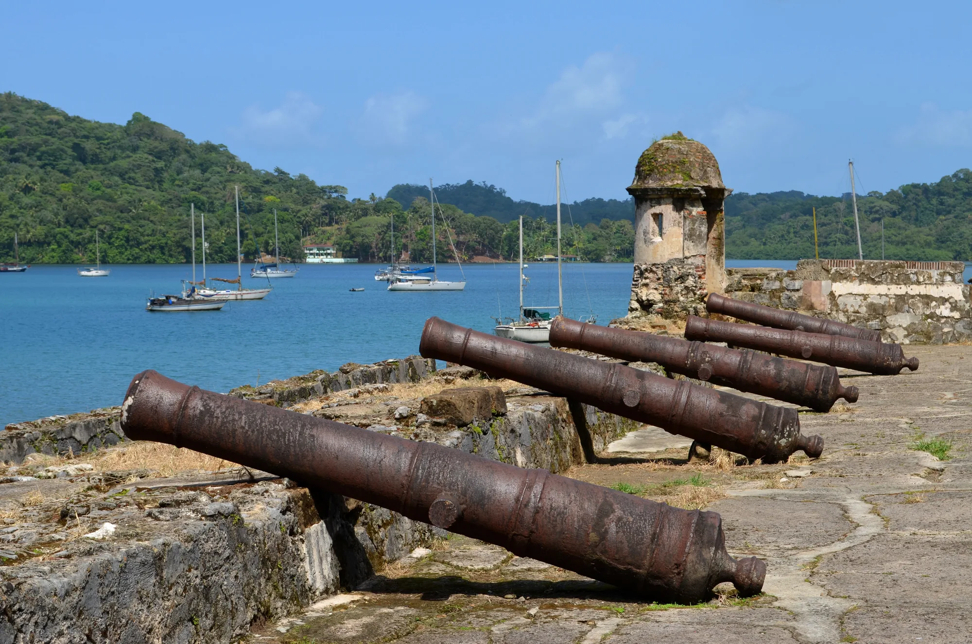 The colonial fortifications on the bay at Portobelo, Panama